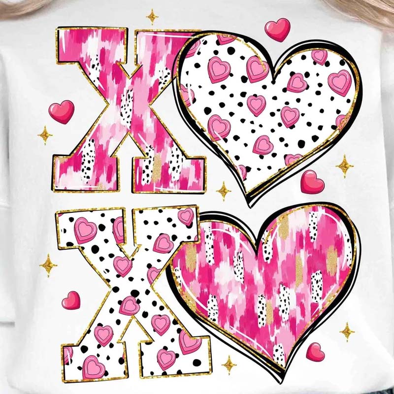 XOXO Brushstrokes and Polka Dots DTF Transfer